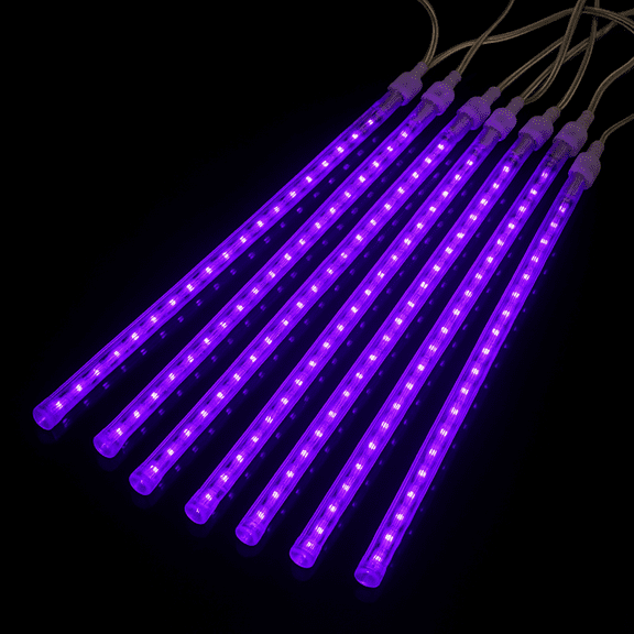 Elegani 8-Tube Snowfall Lights 50cm Purple LED Meteor Shower Lights, Indoor/Outdoor, Waterproof, Plug-In, Holiday & Party Decoration