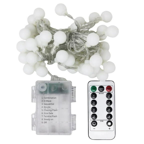 Elegani Frosted Globe String Lights with Remote  50 LED 15.7ft Fairy Lights with 8 Lighting Modes, Warm White