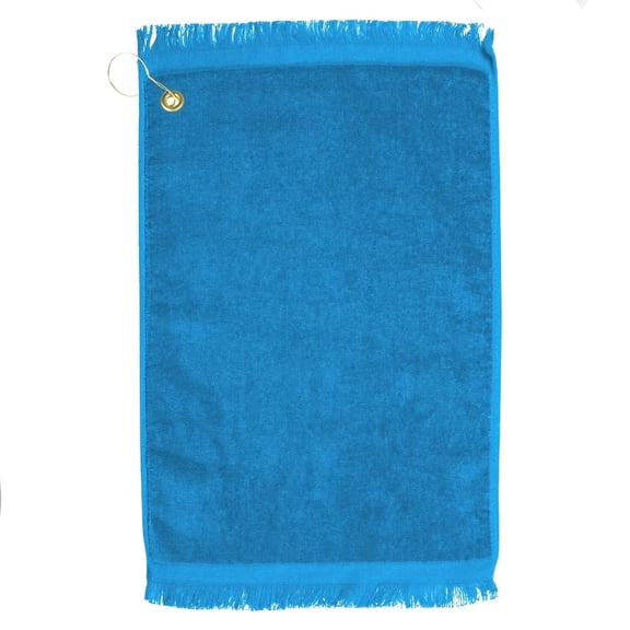 Elegani Golf Towel Fringed Velour Soft Cotton 11 x 18 Aqua Blue