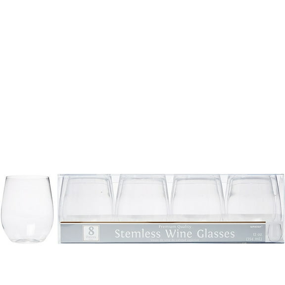 Elegani Holidays, Themes, Occasions Holiday Parties Easter Tableware; CLEAR Premium Plastic Stemless Wine Glasses 20ct