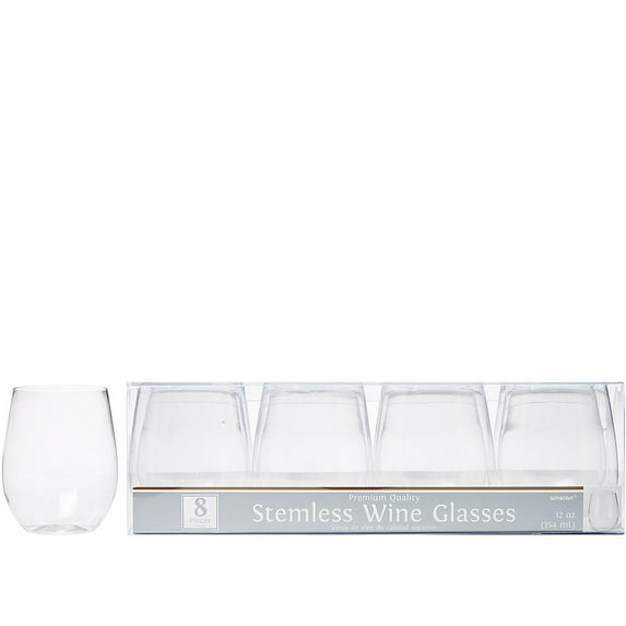 Elegani Holidays, Themes, Occasions Holiday Parties Easter Tableware; CLEAR Premium Plastic Stemless Wine Glasses 20ct