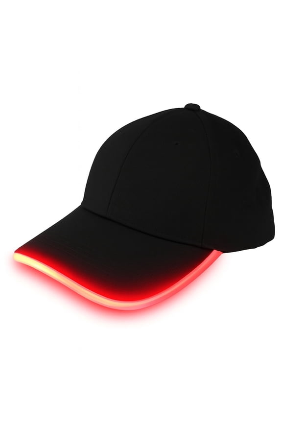 Night Runner LED Glow Hat Red Light Up Baseball Cap with Adjustable Fit & 3 Light Modes