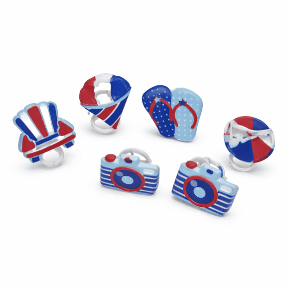 Elegani Patriotic Cupcake Rings Party Toppers 12 Count Summer Icons