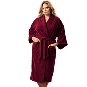 Elegani Plus Size Womens 100% Cotton Terry Kimono Bathrobe Luxury Spa Comfort Red XXL