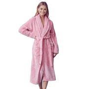 ELEGANI Plush Shawl Collar Robe for Women-Silver Gray (S/M)