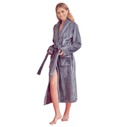 ELEGANI Plush Shawl Collar Robe for Women-Silver Gray (S/M)