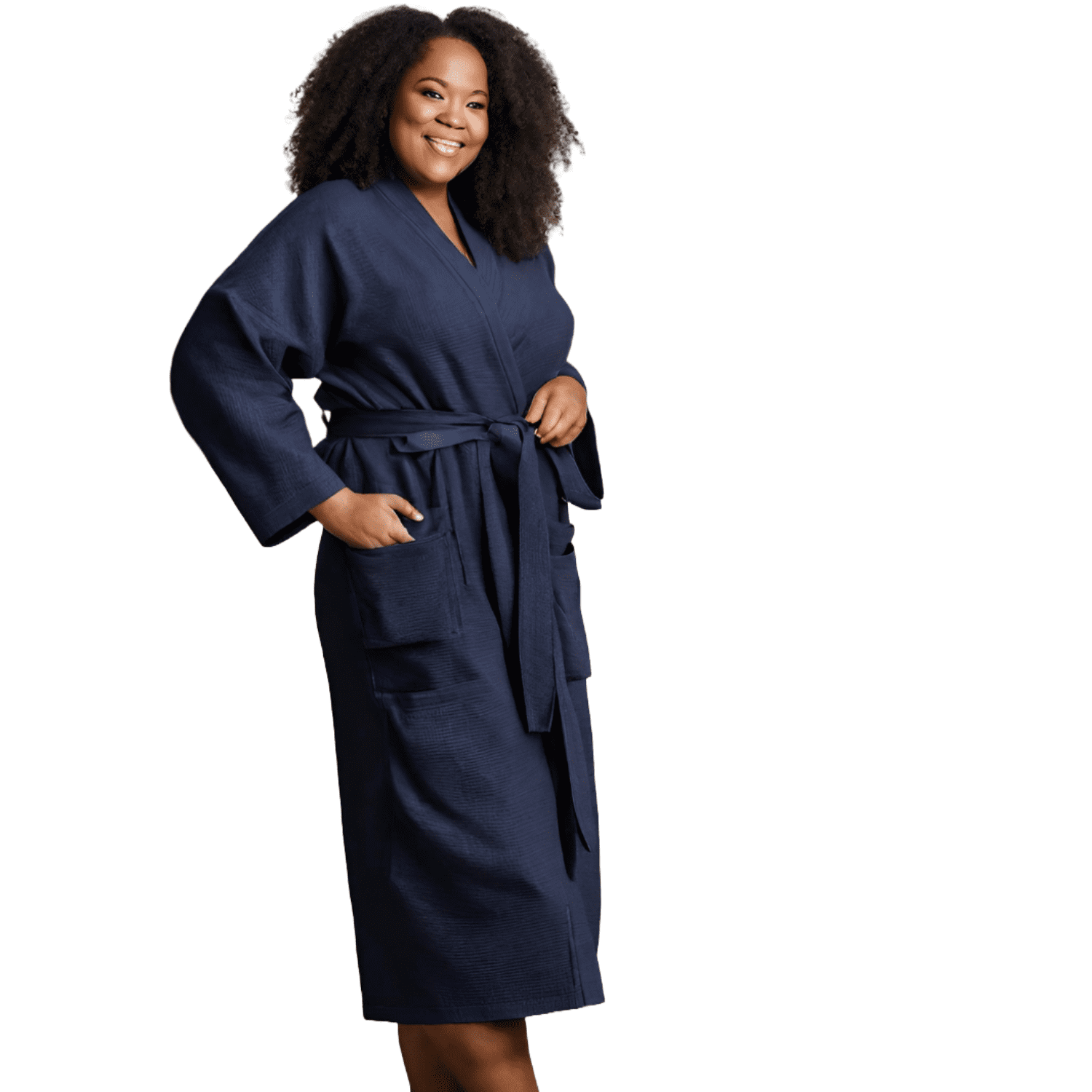 Elegani Robes - Plus Size Women's 100% Turkish Cotton Waffle Kimono ...