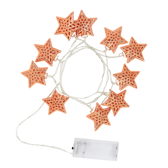 Elegani Rose Gold Moroccan Star String Lights  10 LED Warm White Lights, 3FT