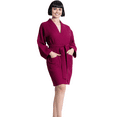 thumbnail image 1 of Elegani Soft Cotton Blend Waffle Kimono Perfect Knee Lenghth Robe for Women -Dark Red (XL), 1 of 2
