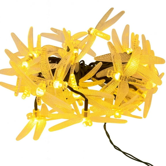 Elegani Solar Dragonfly String Lights 30 LED Outdoor Garden Dcor with 8 Light Modes-Warm White