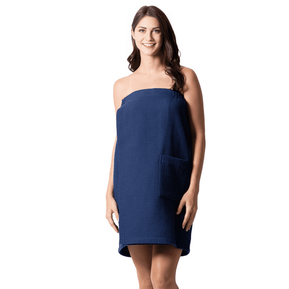 Elegani Waffle Cotton Body Wrap for Women- Soft, Breathable, and Stylish-Navy S/M