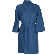 Elegani Waffle Weave Short Kimono Robe - Luxuriously Soft, Cozy & Versatile Thigh Length, One Size, Navy