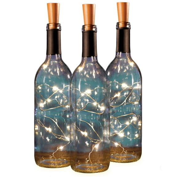 Elegani Warm White Fairy LED String Lights for Bottle Cork - 3 Pack, Indoor Use