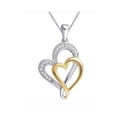 thumbnail image 1 of Elegant 0.03 Carat Two Tone Double Heart Diamond Necklace In 14K White Gold Plated, 1 of 3
