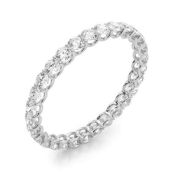 KohinoorGems Women's 14K White Gold Full Eternity Wedding Band with 1.00 Carat Round Diamonds – Elegant Fine Jewelry Ring