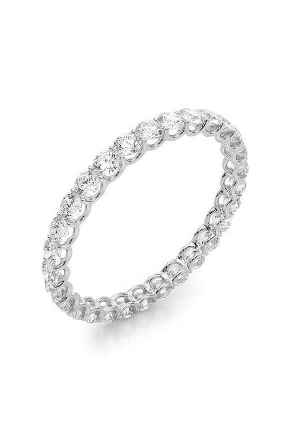 Women's 14K White Gold Full Eternity Wedding Band with 1.00 Carat Round Diamonds – Elegant Fine Jewelry Ring
