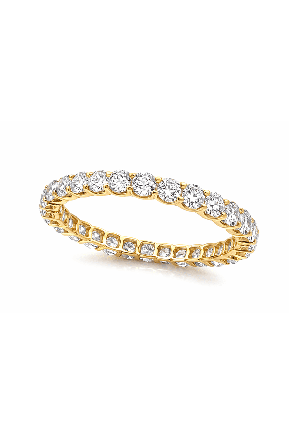 14K Yellow Gold 1 Carat Diamond Eternity Band – 32 Round Brilliant Cut Diamonds, VS1 F-G, Full Wedding Ring for Women