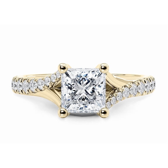 Elegant 1.5 CT Princess Cut Lab Diamond Engagement Ring for Women 10K Yellow Gold