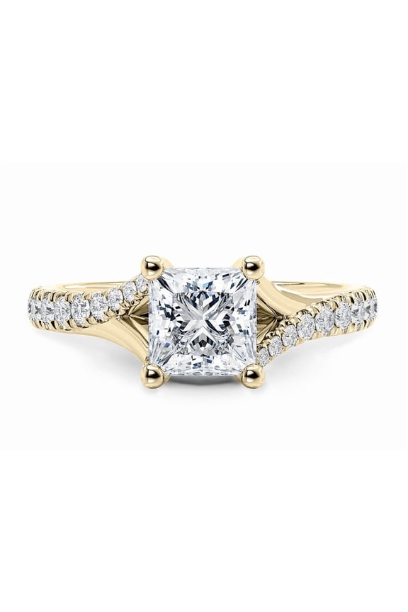 Elegant 1.5 CT Princess Cut Lab Diamond Engagement Ring for Women 10K Yellow Gold