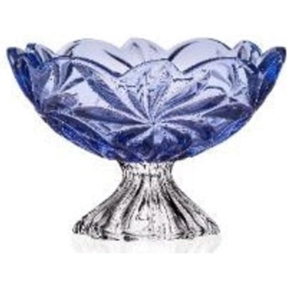 Elegant 11¼" Footed Bowl 28 cm – Decorative Blue Glass Fruit or Salad Bowl – Stylish Centerpiece for Dining Table, Kitchen or Parties