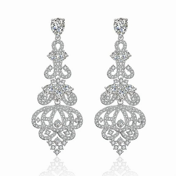 Elegant 14K Gold & Natural Crystal Drop Earrings for Women, Hollow Style with Moissanite, Statement Chandelier Earrings, Fashionable Jewelry Gift for Her