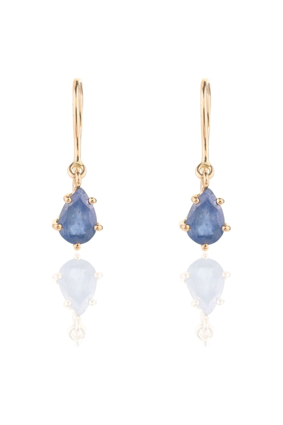 Elegant 14K Pear Cut Sapphire Dangle Earrings - VRJewels Handcrafted Gemstone Jewelry
