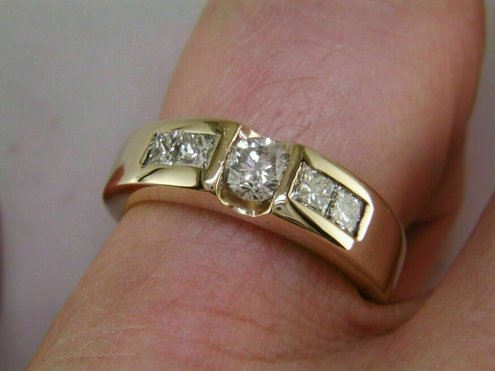 PASO JEWELS Elegant 14K Yellow Gold Plated 2Ct Round Cut Lab-Created Diamond Engagement Men's Ring