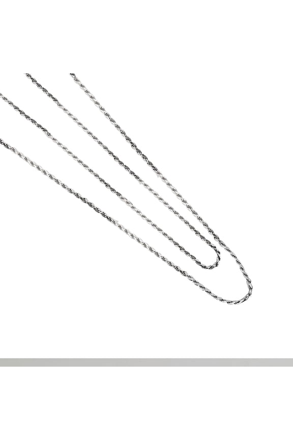 Italian Made 1MM French Rope Chain Necklace 18" – 14K White Gold Plated 925 Sterling Silver for Women