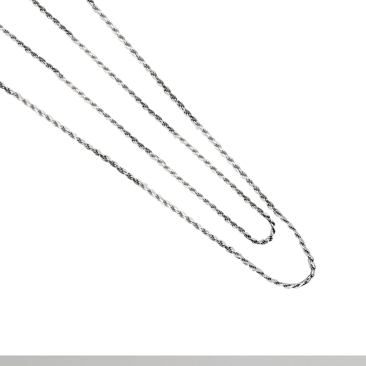 MAULI JEWELS Elegant 18" French Rope Chain: Italian Made, 14K White Gold Plated, 925 Sterling Silver Necklace for Timeless Style|Silver Chain