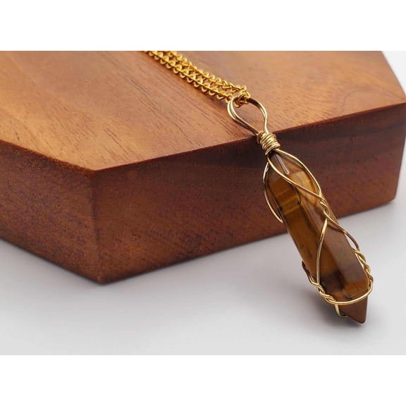 Elegant 18-Inch Tiger Eye Point Necklace - Perfect for Daily Wear
