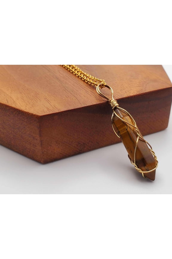 Elegant 18-Inch Tiger Eye Point Necklace - Perfect for Daily Wear