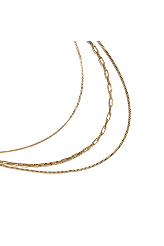 Elegant 18K Gold Plated Layered Necklace for Women Waterproof Collar Accessory
