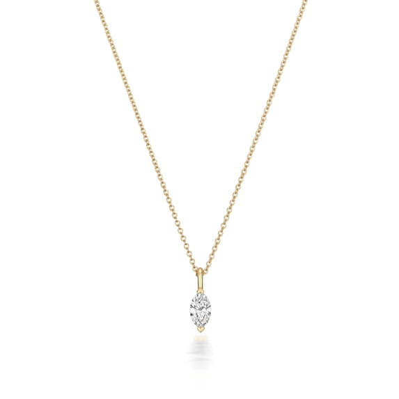 Elegant 18k Gold Women Diamond Pendant and Chain Marquise Cut 0.20 Carat - 18 inch