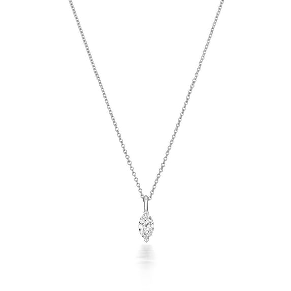 Elegant 18k White Gold Women Diamond Pendant and Chain Marquise Cut 0.20 Carat - 18 inch