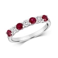 thumbnail image 1 of Elegant 18k White Gold Women Half Eternity Diamond Ring Brilliant Cut 0.29 Carat HI - SI with Ruby, 1 of 1