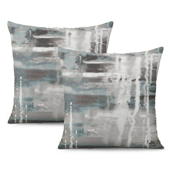 Elegant 18x18 Inch Blue and White Pillow Covers | Set of 2 Inspired by Modern Abstract Oil Painting Art | Blue Decorative Pillows for Couch, Bedroom Decor