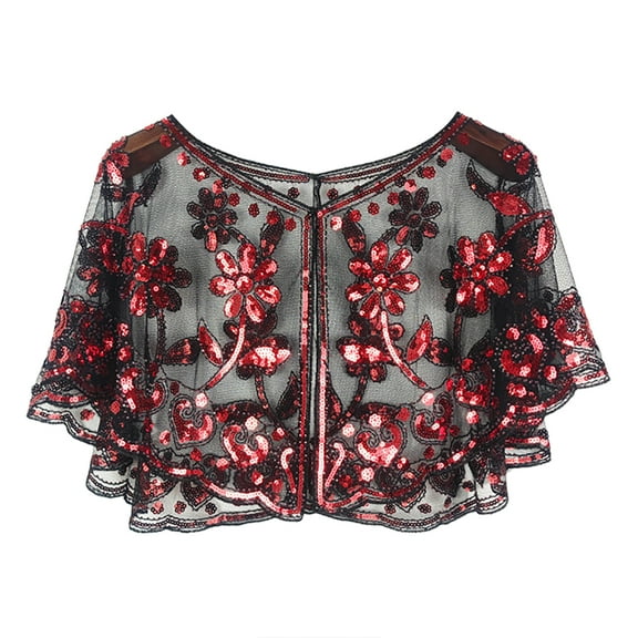 Elegant 1920s Flapper Shawl – Sequin & Beaded Floral Wrap for Evening Dresses, Parties, Weddings & Formal Events