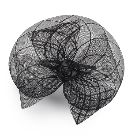 Elegant 1920s Rosette Gauze Fascinator Headband With Mesh Veil For Evening Even