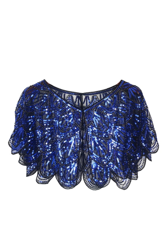 Elegant 1922s Vintage Sequin Beaded Evening Cape – Women’s Art Mesh Shawl Wrap for Weddings & Parties