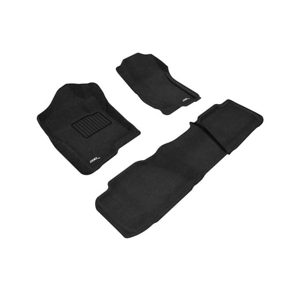 Elegant 1st & 2nd Row Black Floor Liner Set for 2007-2014 Chevrolet Tahoe, Black
