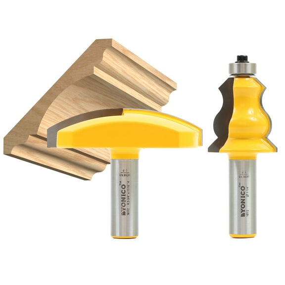 Elegant 2 Bit Crown Cap Molding Router Bit Set - 1/2" Shank - Yonico 16212