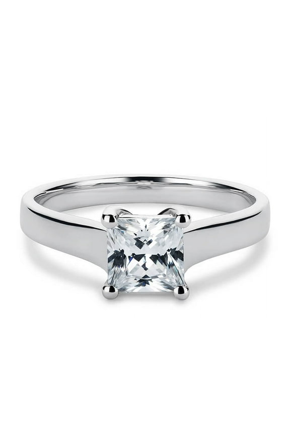 Elegant 2 Ct Princess Cut Solitaire Moissanite Diamond Engagement Ring | 925 Sterling Silver for Women