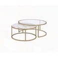 thumbnail image 1 of Elegant 2-Piece Nesting Table Set with Gold Finish & Faux Marble, 1 of 8