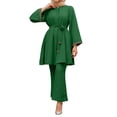 thumbnail image 1 of Elegant 2-Piece Outfit: Crystal Embellished Loose Top & Flared Pants Set For Women - Casual Daily & Party Wear, 1 of 4