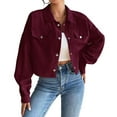 thumbnail image 1 of Elegant 2025 Women'S Corduroy Jacket Short Zip Up Cardigan Coat Vintage Fall Winter Fashion Trending Outerwear Cropped Trench Coat For Women, 1 of 13