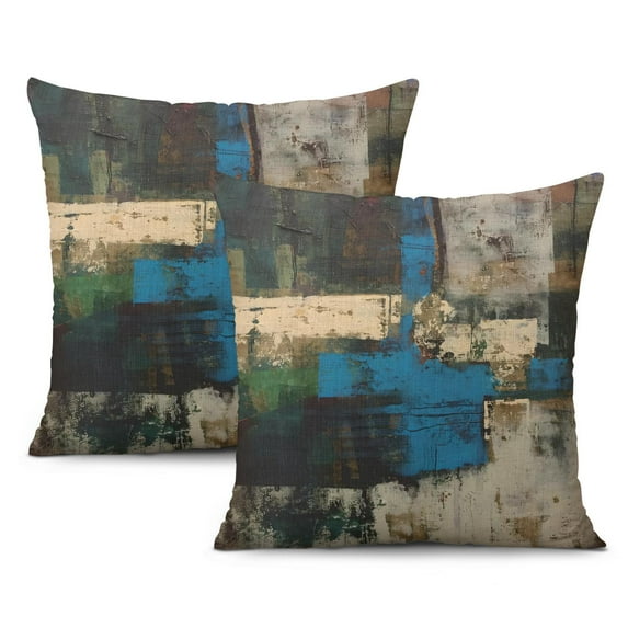 Elegant 20x20 Inch Blue and White Pillow Covers | Set of 2 Inspired by Modern Abstract Oil Painting Art | Blue Decorative Pillows for Couch, Bedroom Decor