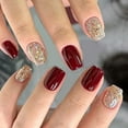 thumbnail image 1 of Elegant 24Piece Set Short Almond Glitters Fake Nails Instantly Application For Special Occasions, 1 of 8