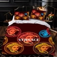 thumbnail image 1 of Elegant 3-Piece Dark Red Duvet Cover Set with Circular Patterns & Classical Figure Design, 1 of 4