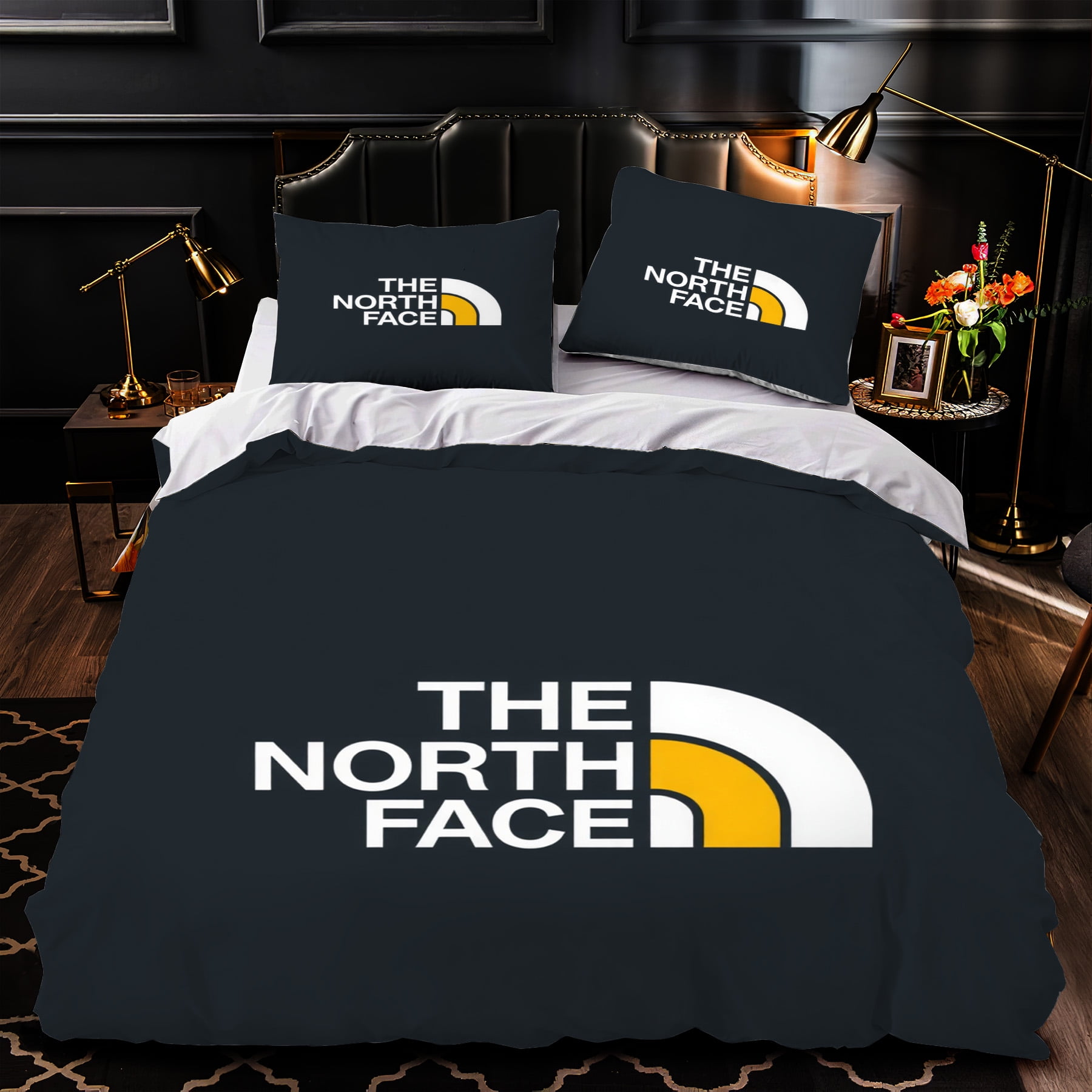 Elegant 3Piece Duvet Cover Set with Black Bedding Featuring in White