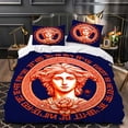 thumbnail image 1 of Elegant 3-Piece Duvet Cover Set with Classical Greek Design Serene Female Figure & Intricate Greek Key Patterns on Deep Blue, 1 of 4